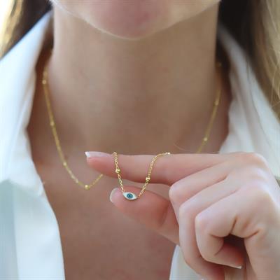 Göz Top Zincirli Trend Gold Gümüş Kolye