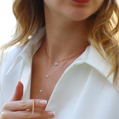 Göz Trend Rose Gold Kaplama Gümüş Kolye