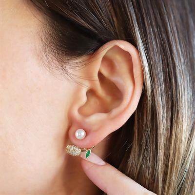 Gül İncili Gold Gümüş Küpe