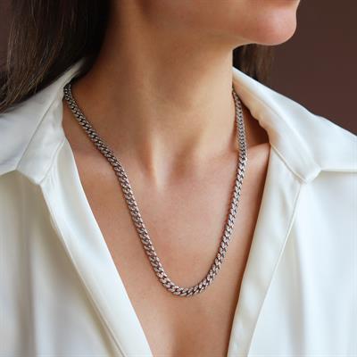 Gurmet Modeli 55cm Gümüş Kolye