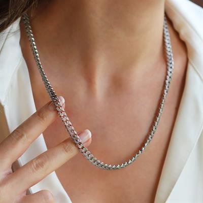 Gurmet Modeli 55cm Gümüş Kolye