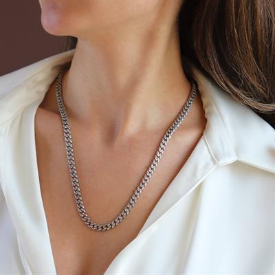 Gurmet Modeli 55cm Gümüş Kolye