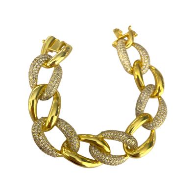 Gurmet Modeli Kaburga Gold Gümüş Bileklik