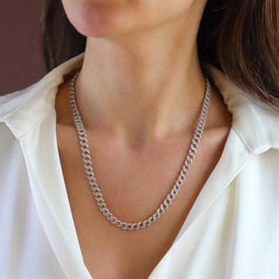 Gurmet Taşlı 6mm 52cm Gümüş Kolye