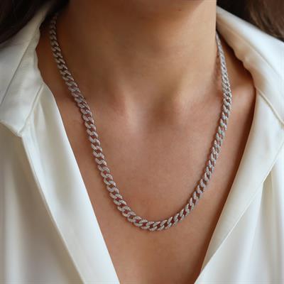 Gurmet Taşlı 6mm 52cm Gümüş Kolye