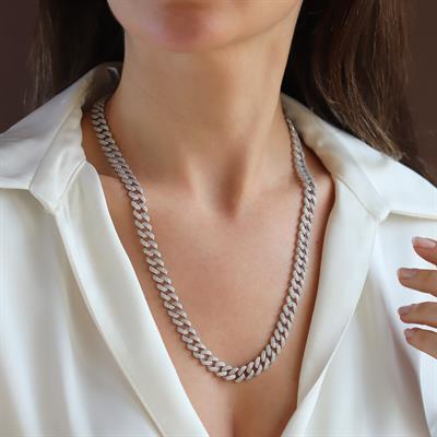 Gurmet Zirkon Taşlı 60cm Fizyon Gümüş Kolye