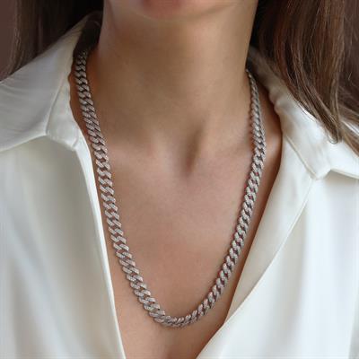 Gurmet Zirkon Taşlı 60cm Fizyon Gümüş Kolye