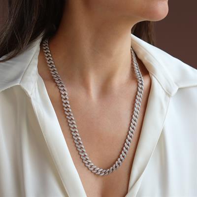 Gurmet Zirkon Taşlı 60cm Fizyon Gümüş Kolye