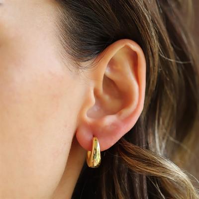 Halka Bombeli Gümüş Küpe