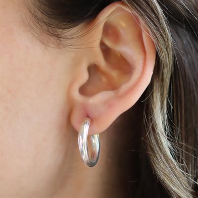 Halka Çizgili Gümüş Küpe