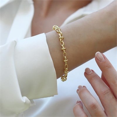 Hallow Gold Kaplama Gümüş Bileklik