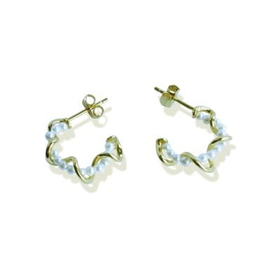 İnci Burgulu Gold Kaplama Gümüş Halka Küpe