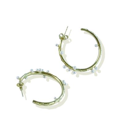 İncili Dal Gold Gümüş Halka Küpe