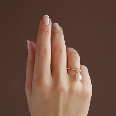 İncili Sarkıt Gold Gümüş Yüzük