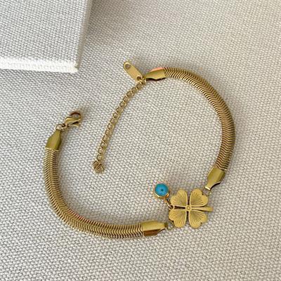 İtalyan Yonca Bileklik Kolye Çelik Set