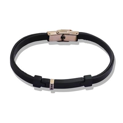 Kahverengi Rose Deri Çelik Bileklik