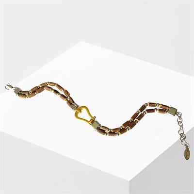 Doğal Taşlı Gold Sılver Çelik Erkek Bileklik