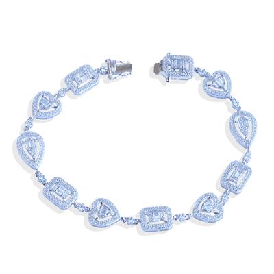 Kalp Baget Damla Figürlü Zirkon Taşlı Gümüş Bileklik