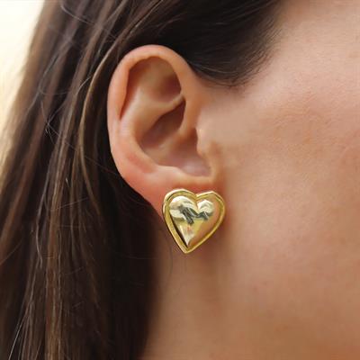 Kalp Bombshell Gold Kaplama Gümüş Küpe