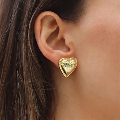 Kalp Bombshell Gold Kaplama Gümüş Küpe