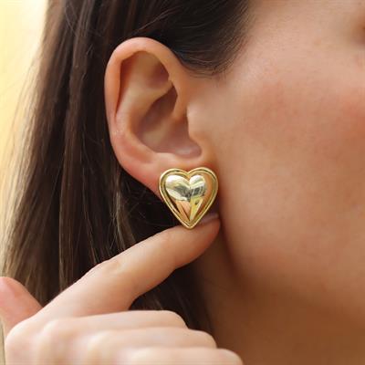 Kalp Bombshell Gold Kaplama Gümüş Küpe