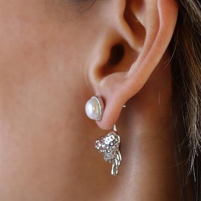 Kalp Damla İncili Gümüş Küpe