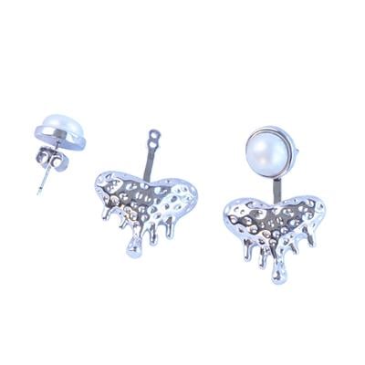 Kalp Damla İncili Gümüş Küpe