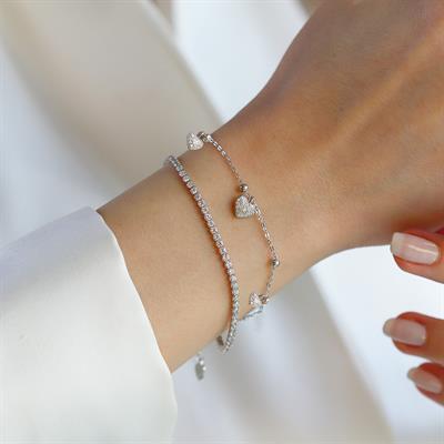 Kalp Figürlü Su Yolu Gümüş Bileklik