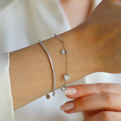 Kalp Figürlü Su Yolu Gümüş Bileklik