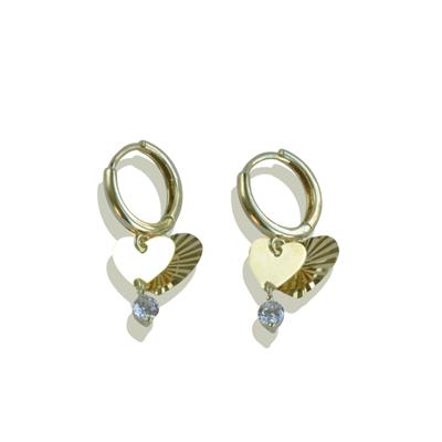 Kalp Göçmen Modeli Gold Gümüş Küpe