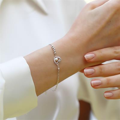 Kalp İncili Trend Gümüş Bileklik