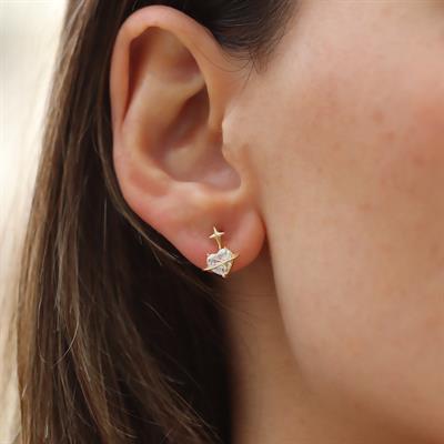 Kalp Mini Zirkon Taşlı Gümüş Küpe