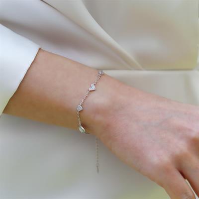 Kalp Sedef Taşlı Gümüş Bileklik