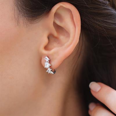 Kalp Taşlı Gümüş Küpe