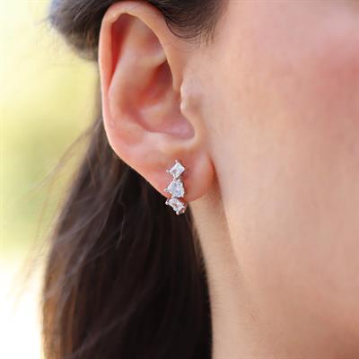 Kalp Taşlı Gümüş Küpe