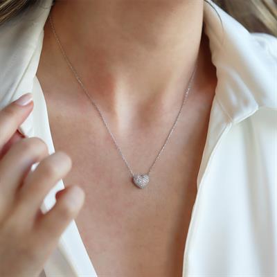 Kalp Taşlı Starlight Diamond Gümüş Kolye