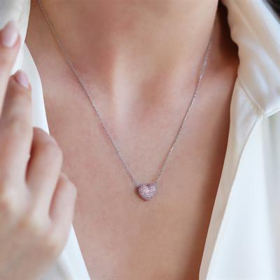 Kalp Taşlı Starlight Diamond Gümüş Kolye