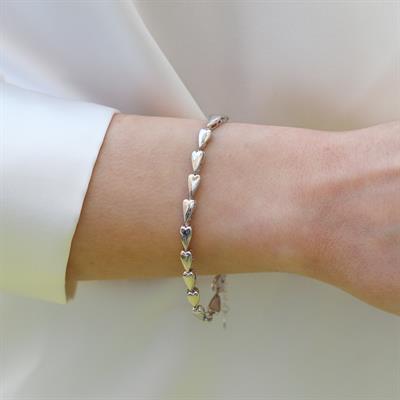 Kalp Taşsız Sıralı Gümüş Bileklik