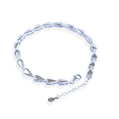 Kalp Taşsız Sıralı Gümüş Bileklik