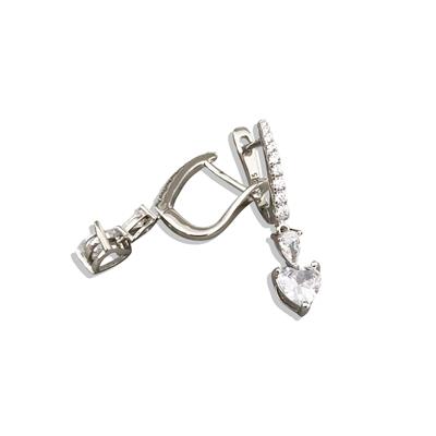 Kalp Zirkon Taşlı Gümüş Küpe