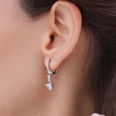 Kalp Zirkon Taşlı Gümüş Küpe