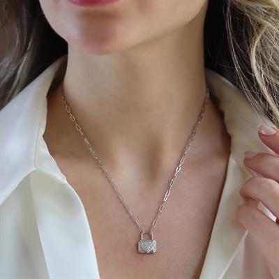 Kalpli Çanta Trend Gümüş Kolye