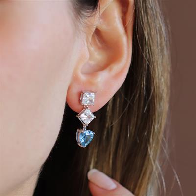 Kalpli Icecut Taşlı Gümüş Küpe