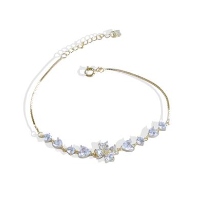 Kalpli Zirkon Taşlı Gold Gümüş Bileklik