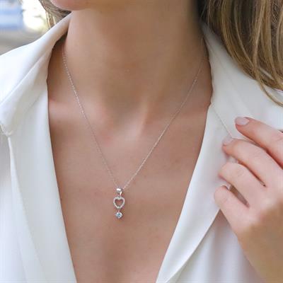 Kalpli Zirkon Taşlı Gümüş Set