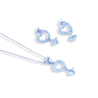 Kalpli Zirkon Taşlı Gümüş Set