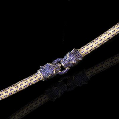 Kaplan Kafası Kırmızı Göz Detaylı Özel Tasarım Gümüş Erkek Bilekliği