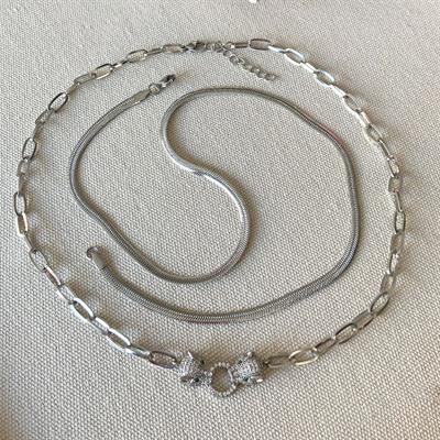 Kaplan Taşlı Trend İkili Çelik Kolye 