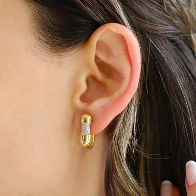 Kapsül Gold Gümüş Küpe