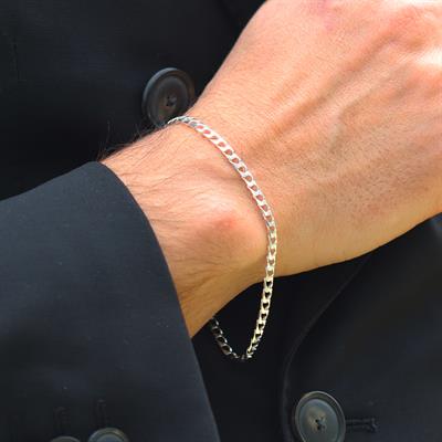 Kare Gurmet 3mm Gümüş Erkek Bileklik